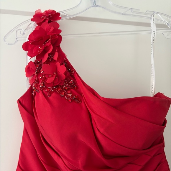 Chic Red One Shoulder Cocktail Dress - Picture 3 of 7